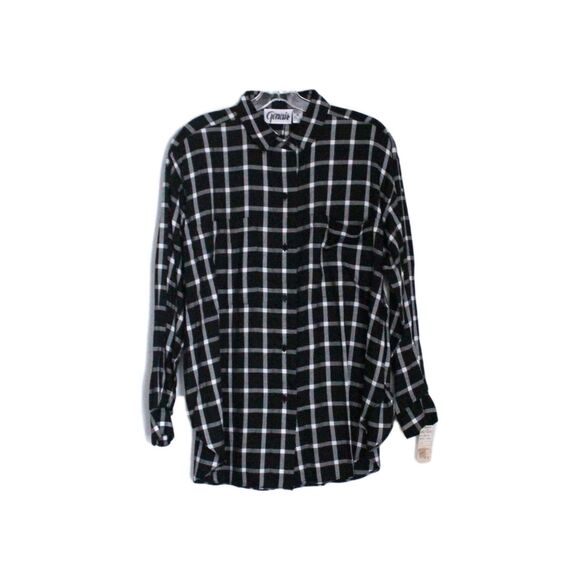 Genesis Plaid Blouse Women's S Black & White Shirt NWT - Picture 1 of 5